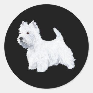 Sticker Rond Westie debout