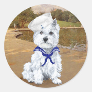 Sticker Rond Westie et voiliers