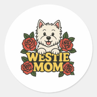 Sticker Rond Westie Mom