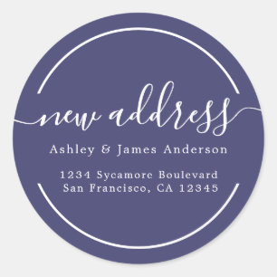 Sticker Rond We've Moved Navy Blue New Address