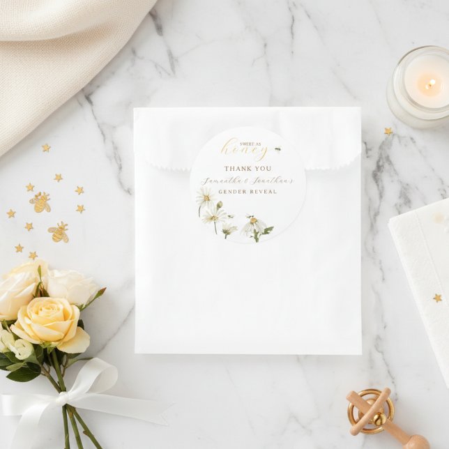 Sticker Rond What Will Baby Be Gender Reveal (Sweet as honey Gender Reveal Sticker)