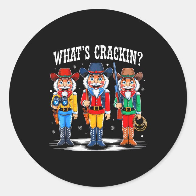 Sticker Rond What's Crackin_ Nutcracker Christmas Family Xmas P (Devant)