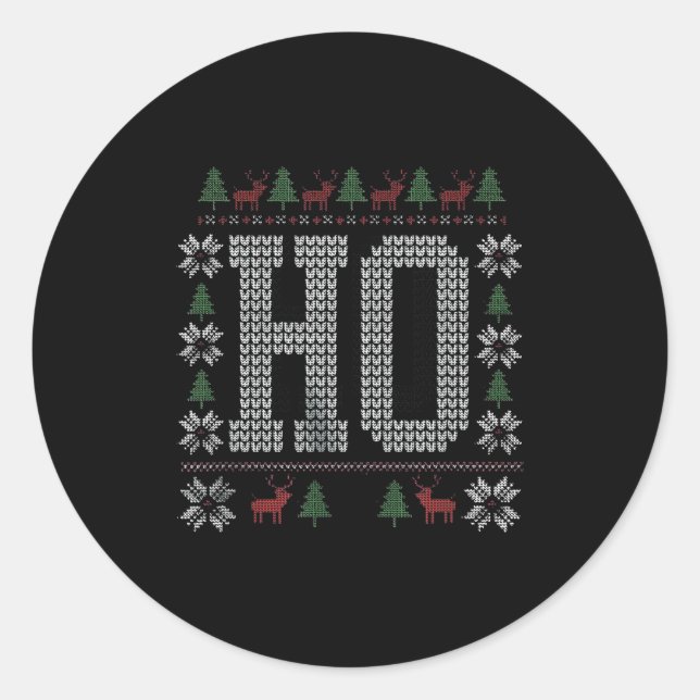 Sticker Rond Where My Ho's At Ho Matching Couple Christmas Ugly (Devant)