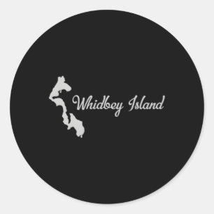 Sticker Rond Whidbey Island avec carte