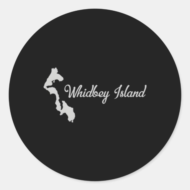 Sticker Rond Whidbey Island avec carte (Devant)