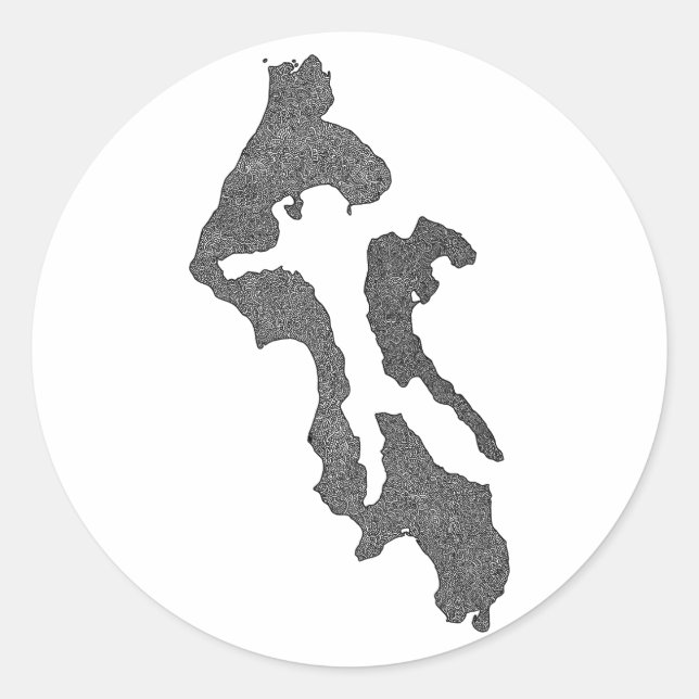 Sticker Rond Whidbey Island Island County Map Design (Devant)