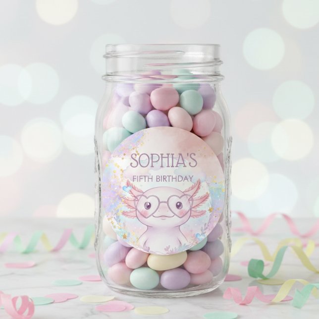 Sticker Rond Whimsical axolotl kids birthday (Créateur téléchargé)