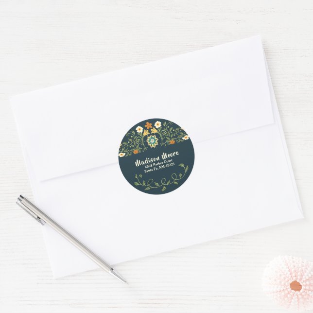 Sticker Rond Whimsical Country Flower Garden Adresse de retour (Enveloppe)
