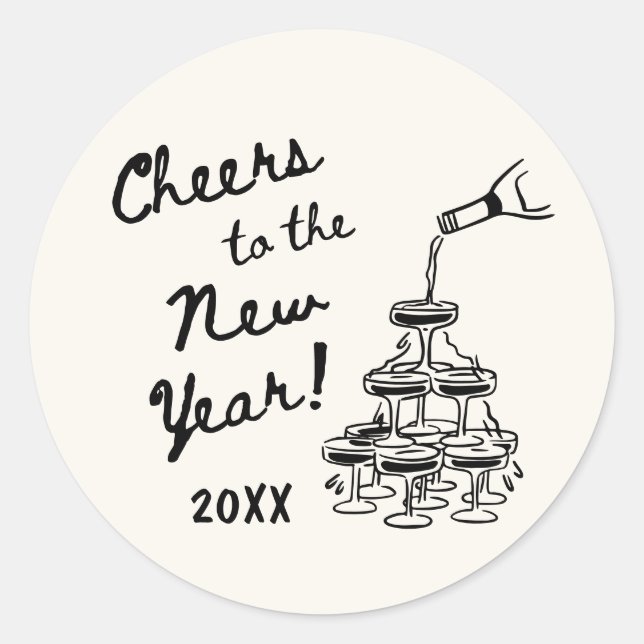 Sticker Rond Whimsical Disco Ball New Year's Eve Party (Devant)