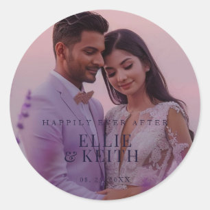 Sticker Rond Whimsical Happy Jamais Après Mariage Photo