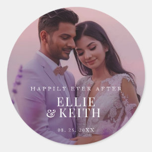 Sticker Rond Whimsical Happy Jamais Après Mariage Photo