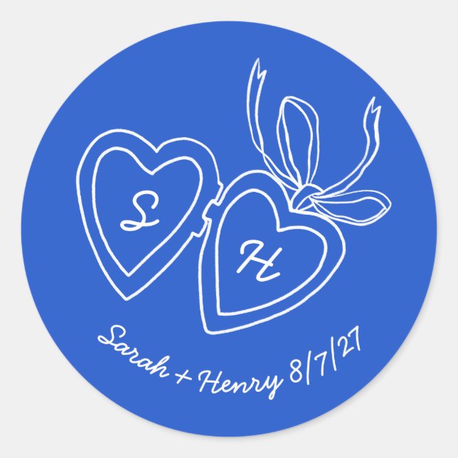 Sticker Rond Whimsical Heart Locket Doodle Sketch Modern CUSTOM (Devant)