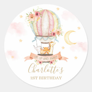 Sticker Rond Whimsical Hot Air Balloon Animaux Merci Favoriser