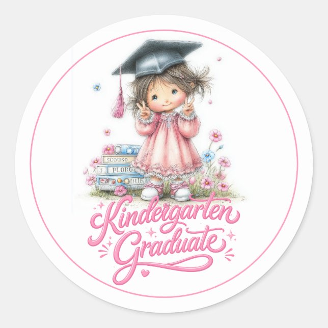 Sticker Rond Whimsical Kindergarten Graduation Celebration  (Devant)