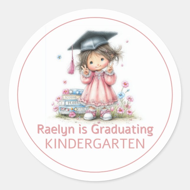 Sticker Rond Whimsical Kindergarten Graduation Celebration  (Devant)