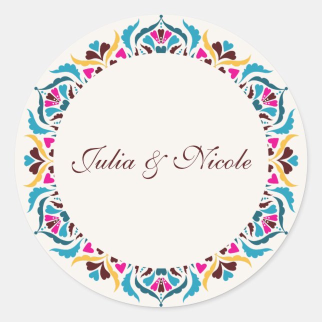 Sticker Rond Whimsical Luxury ivoire Floral Style Mariage front (Devant)