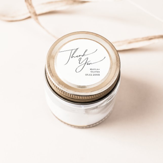 Sticker Rond Whimsical Minimal Script Merci Mariage Faveur (Créateur téléchargé)