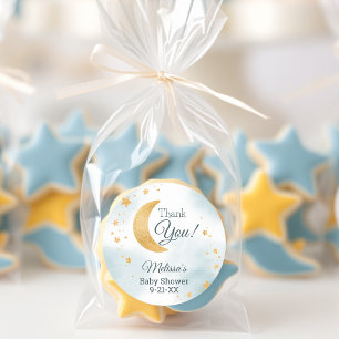 Sticker Rond Whimsical Over the Moon Merci Baby shower