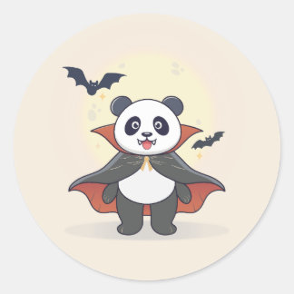 Sticker Rond Whimsical Panda Wizard with Magic Hat