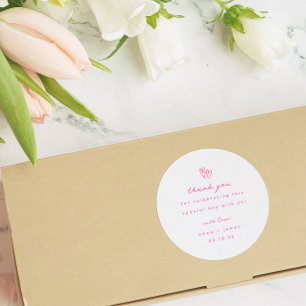 Sticker Rond Whimsical rose Doodle Coeur Mariage Faveur