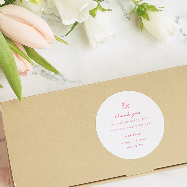 Sticker Rond Whimsical rose Doodle Coeur Mariage Faveur (Créateur téléchargé)