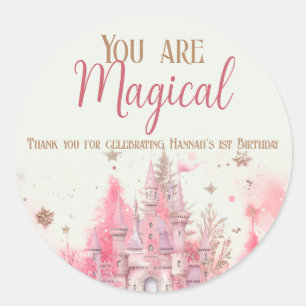 Sticker Rond Whimsical Winter Princess Fairytale Premier annive