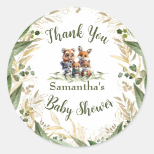 Sticker Rond Whimsical Woodland se demande : Baby shower
