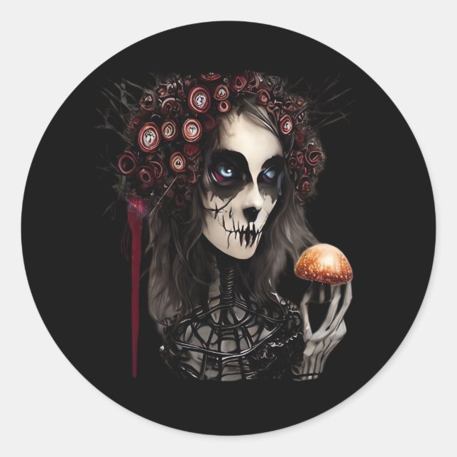 Sticker Rond Whimsigoth - Lunes classiques et jardins hantés (Devant)