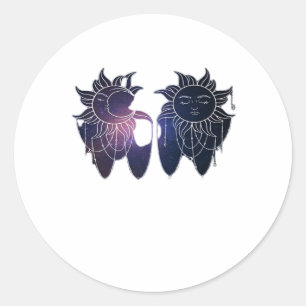 Sticker Rond Whimsigoth Starry Nuit Sun Moon Witchy Classic