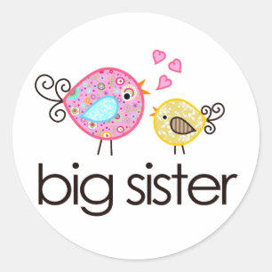 Sticker Rond Whimsy Birds Big Sister T-shirt Faire-part