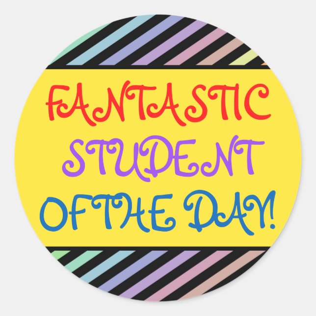 Sticker Rond Whimsy "FANTASTIQUE ÉTUDIANT DU JOUR !" Autocollan (Devant)