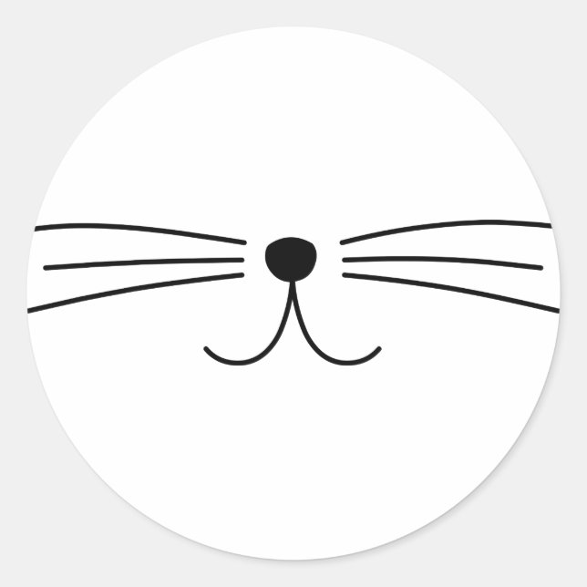 Sticker Rond Whiskers Chat Cute (Devant)