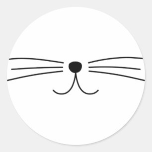 Sticker Rond Whiskers Chat Cute