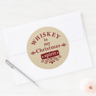 Sticker Rond Whiskey est mon esprit de Noël