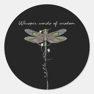 Sticker Rond Whisper Words Of Wisdom Brocade Dragonfly