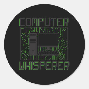 Sticker Rond Whisperer d'ordinateur de support technique