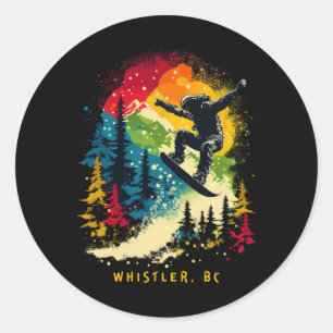 Sticker Rond Whistler Bc Canada Snowboardeur Planche à Neige St