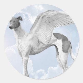 Sticker Rond White Angel Greyhound