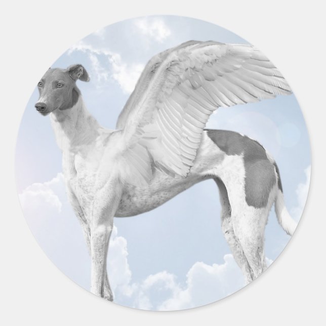 Sticker Rond White Angel Greyhound (Devant)