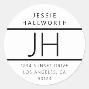 Sticker Rond White & Black Modern Look Adresse de retour