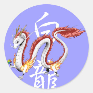 Sticker Rond White Dragon -Sticker-