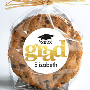 Sticker Rond White Graduation Bold Gold Foil Typographie modern