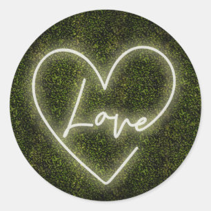 Sticker Rond White Neon Boxwood Love Heart Mariage
