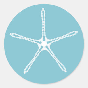 Sticker Rond White Pearl Starfish Mariage Fête des mariées