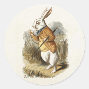 Sticker Rond White Rabbit from Alice In Wonderland Vintage