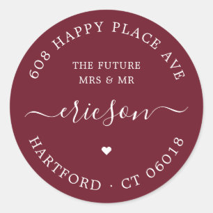 Sticker Rond White Script The Future Mariage Adresse de retour