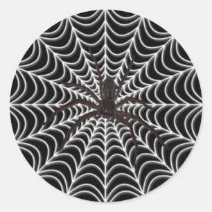 Sticker Rond White Spider Web et Black Spider Halloween
