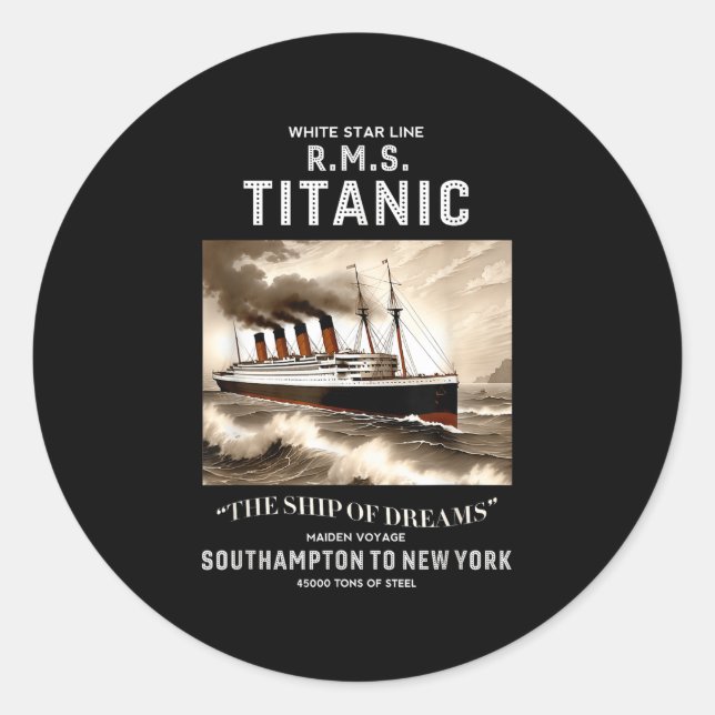 Sticker Rond White Star Line Rms Titanic Ship Boys Kids Men  (Devant)