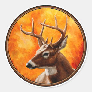 Sticker Rond Whitetail Deer