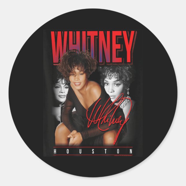 Sticker Rond Whitney Houston Retro Photo Collage (Devant)